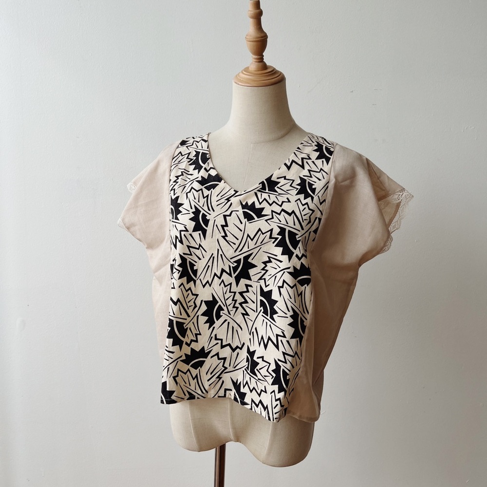 HANDMADE Block Printed Boxy Fit Cotton Top Womens Small